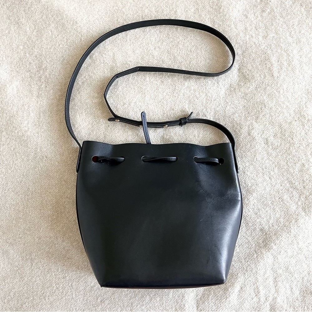 Mansur Gavriel Black Mini Leather Drawstring Bucket Crossbody - Picture 4 of 13